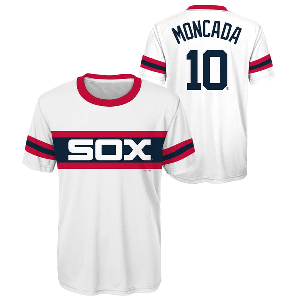 Yoan Moncada Majestic Cool Base White Sox # 10 Embroidered Jersey Youth  Large