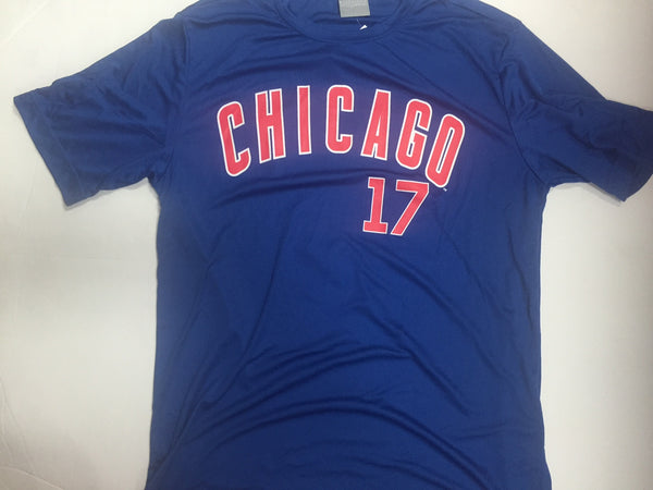 New Minor Flaw Chicago Cubs #17 Kris Bryant Kids Size M Medium Blue Shirt