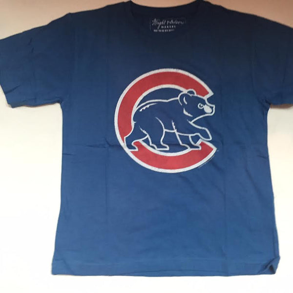 Blue CHICAGO CUBS Throwback Logo T Shirt Large Wright & Ditson 100%  Cotton