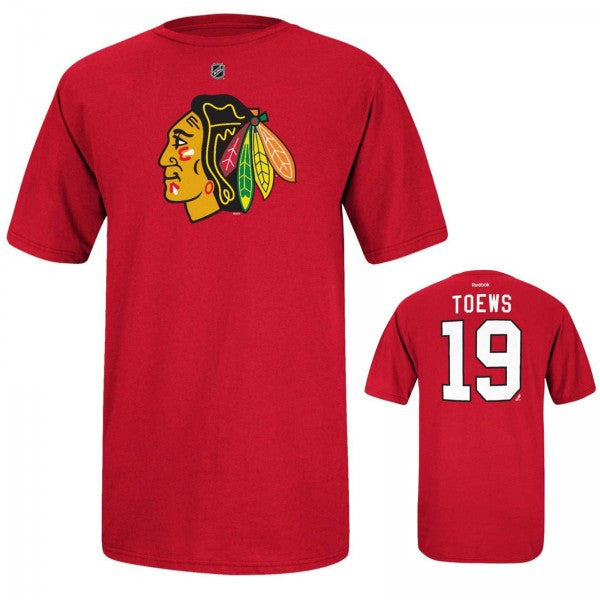 Fanatics Branded Women's Jonathan Toews Red Chicago Blackhawks Team Authentic Stack Name Number V-Neck T-Shirt - Red