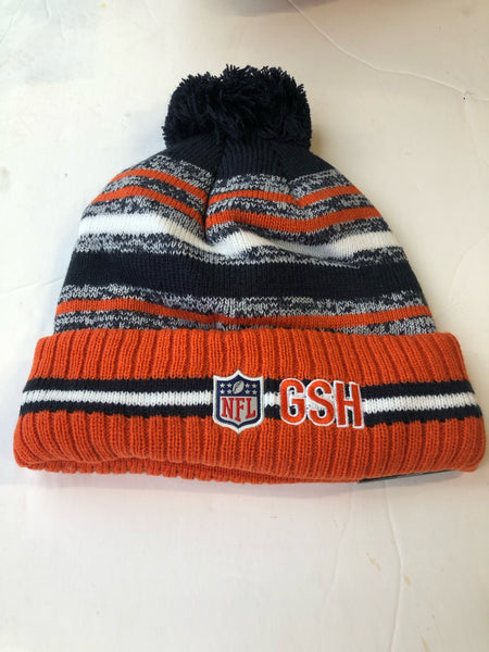 Official New Era Chicago Bears NFL 22 Sideline Sport Navy Bobble Beanie Hat  B7763_B75 B7763_B75