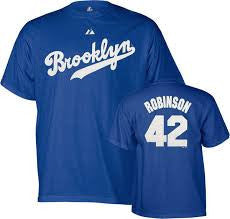 Jackie Robinson Brooklyn Dodgers Shirt #42 47 Brand Blue Short