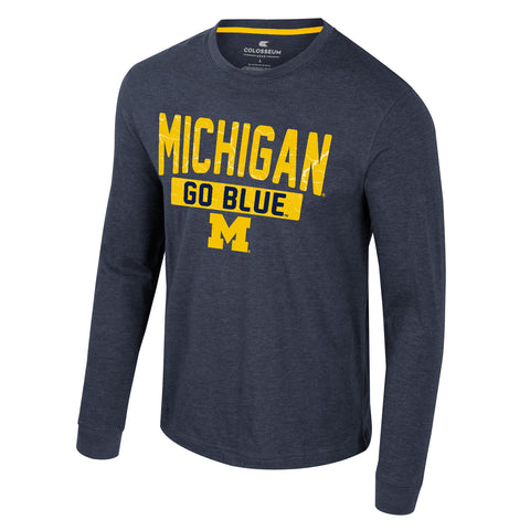 Michigan Wolverines Colosseum Adult Fractured Long Sleeve Shirt