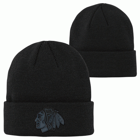 Chicago Blackhawks Youth Black Winter Hat with No Pom