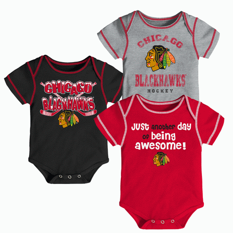 Chicago Blackhawks NHL 3-Piece "Awesome" Infant/Toddler Onesie Creeper Set