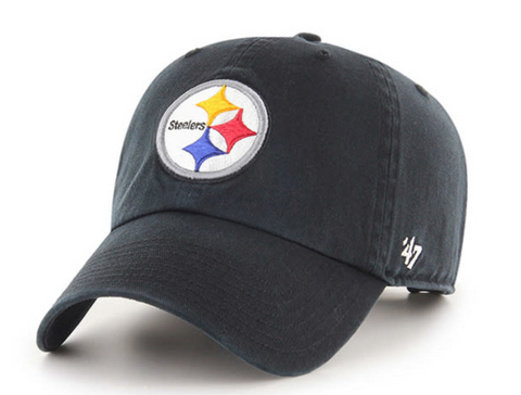 Pittsburgh Steelers Adult 47 Brand Black Clean Up Adjustable Hat