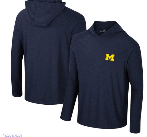 Michigan Wolverines Adult Colosseum Medium Thickness Pullover Hoodie Sweatshirt