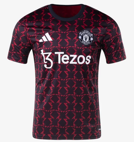 Manchester United Youth Adidas Tezos Black and Red Jersey Shirt