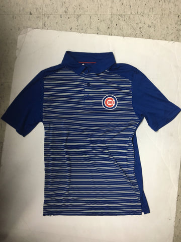 Buy the Womens White Striped Chicago Cubs V-Neck Short Sleeve T-Shirt Size  XL