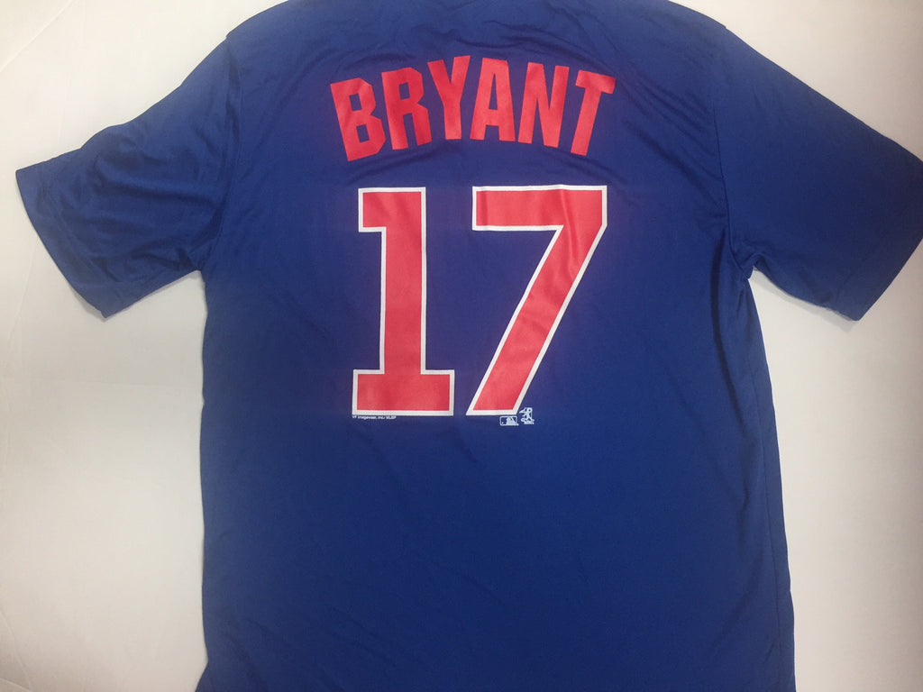 Women's Majestic Chicago Cubs #17 Kris Bryant Authentic White/Blue Strip  Fashion MLB Jersey