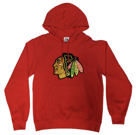 MAJESTIC CHICAGO BLACKHAWKS HOODIE YOUTH'S L RED / BLACK STITCHED LOGO
