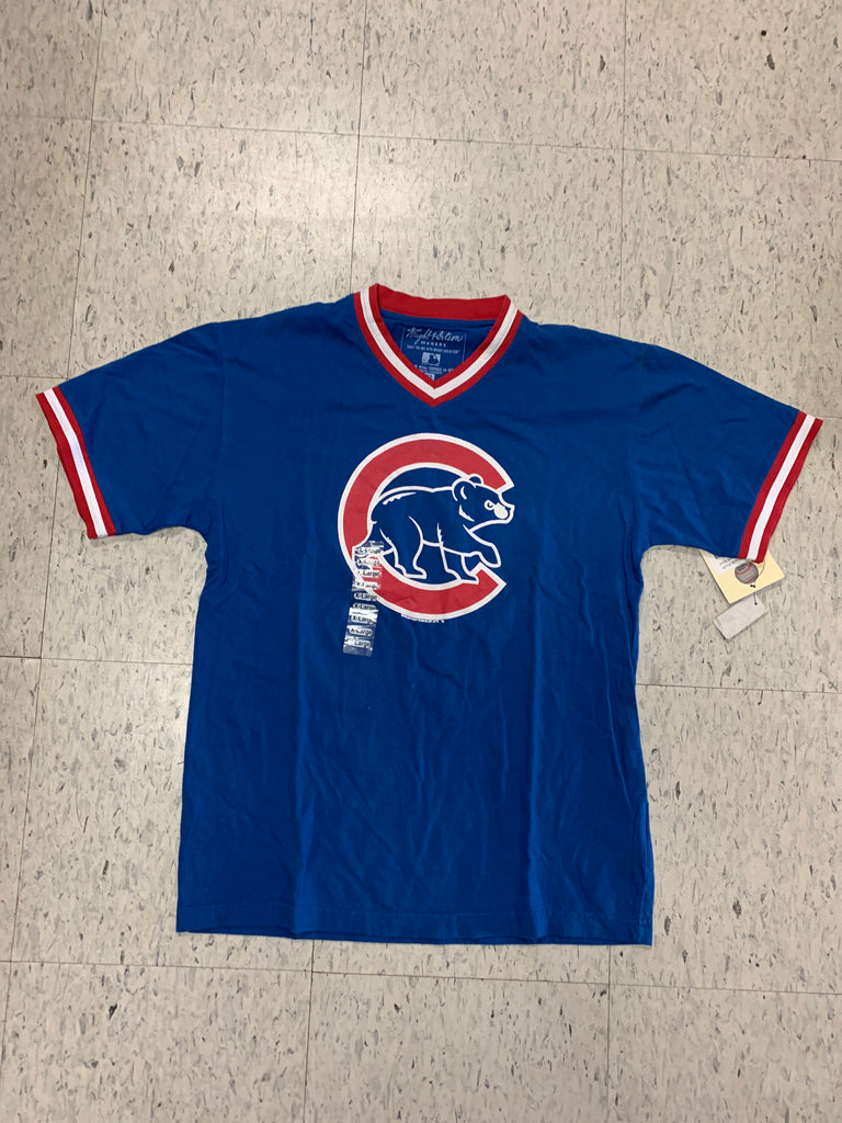 Vintage Majestic Chicago Cubs Pin Stripe Ringer Jersey Shirt 