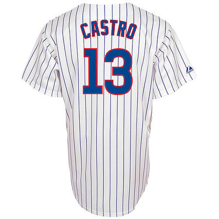 Chicago Cubs Castro #13 Jersey Adult 50 White Majestic Cool Base Pinestripe